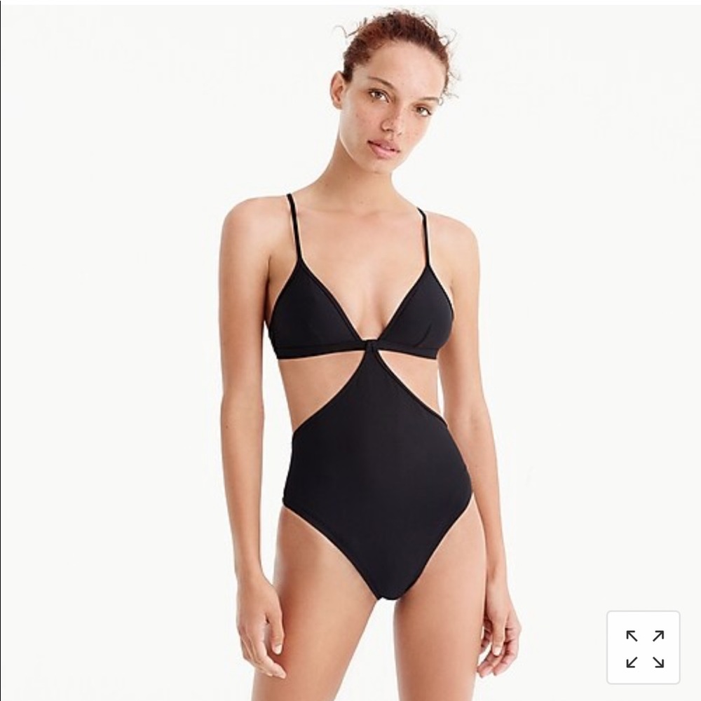 J. Crew Black Cutout One-Piece Swimsuit